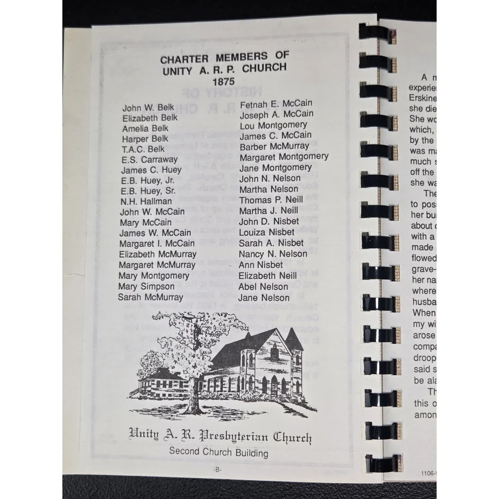 Unity Associate Reformed Presbyterian Church Cookbook Lancaster, SC 1991 Spiral